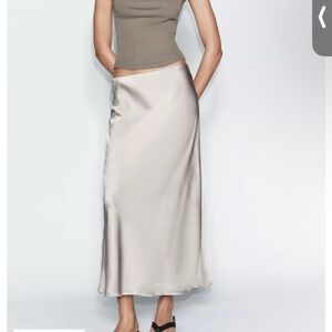 Zara Satin Effect Midi Skirt